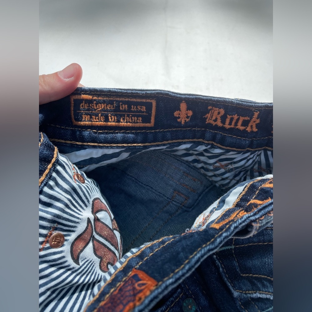 Rock Revival Jessica Blue Jean Shorts Size 25 - Picture 8 of 12